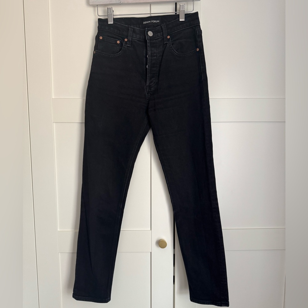 Aritzia Denim Forum The Yoko High Rise Slim Black Straight Jeans Size 25 - Picture 6 of 11